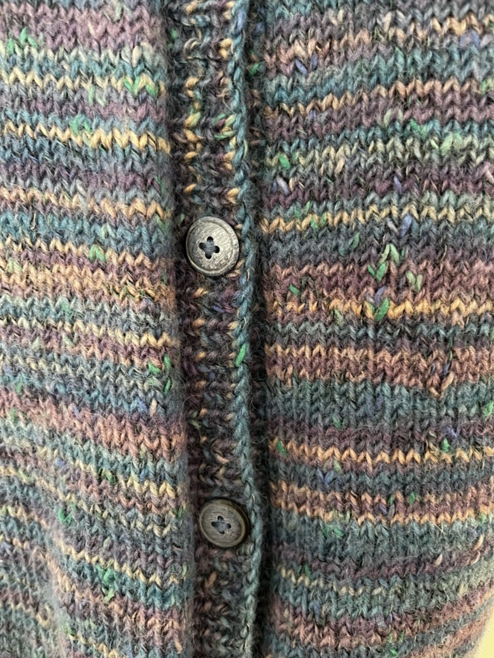 Handmade Heathered Wool Long Sleeve Cardigan, Size Medium - Picture 4 of 11